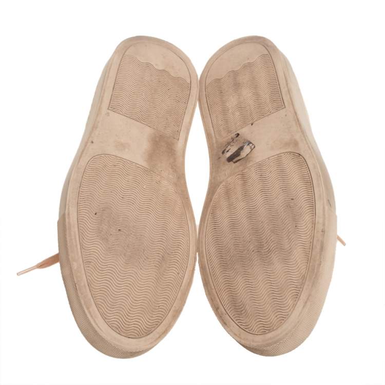 Pre Owned Common Projects Beige Leather Low Top Sneakers Size 39