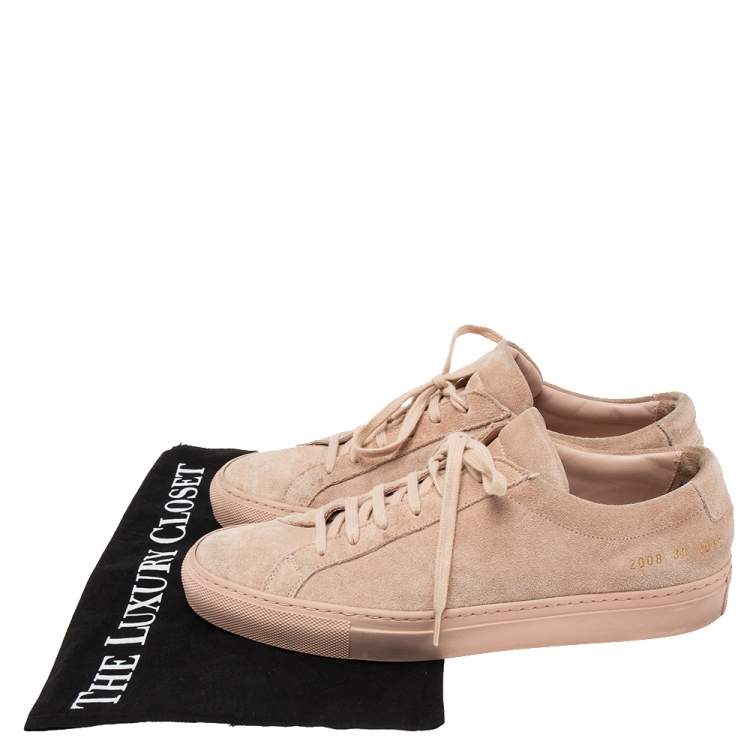 Pre Owned Common Projects Pink Suede  Achilles Lace Up Sneaker Size 38