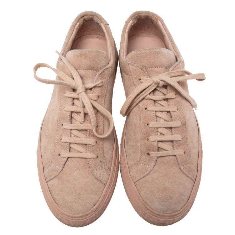 Pre Owned Common Projects Pink Suede  Achilles Lace Up Sneaker Size 38