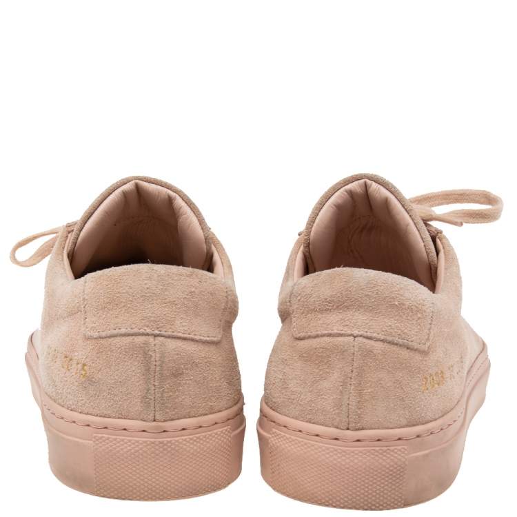 Pre Owned Common Projects Pink Suede  Achilles Lace Up Sneaker Size 38