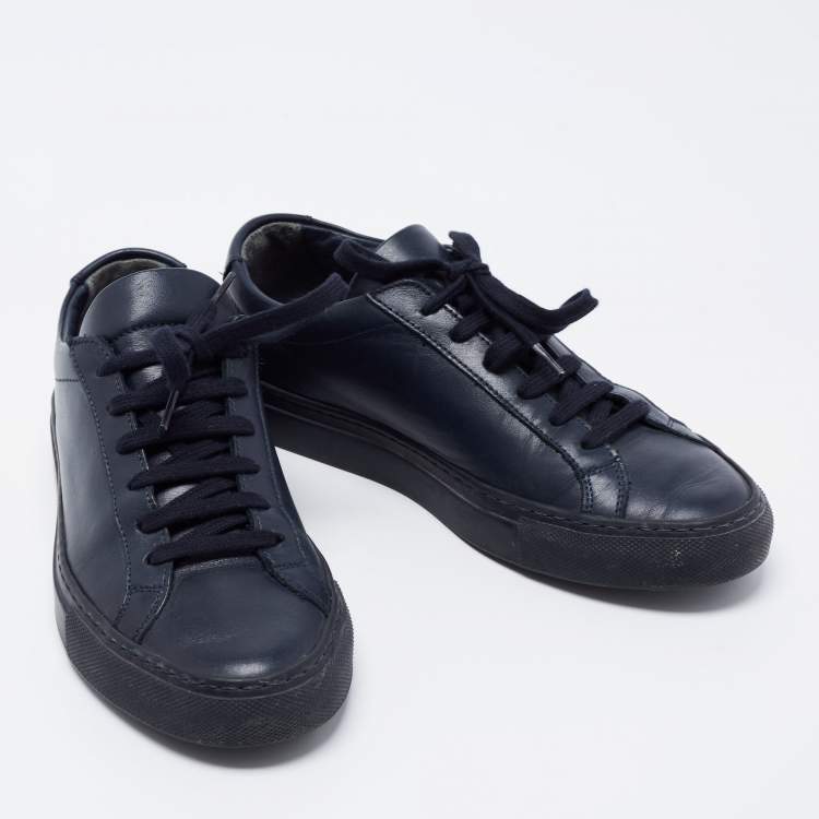 Pre Owned Common Projects Blue Leather Low Top Sneakers Size 35