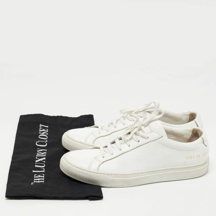 مملوكة مسبقًا Common Projects White Leather Achilles Low Top Sneakers Size 38