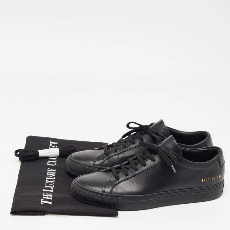 Pre Owned Common Projects Black Leather Achilles Sneakers Size 39