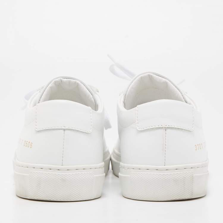 Pre Owned Common Projects White Leather Achilles Low Top Sneakers Size 37