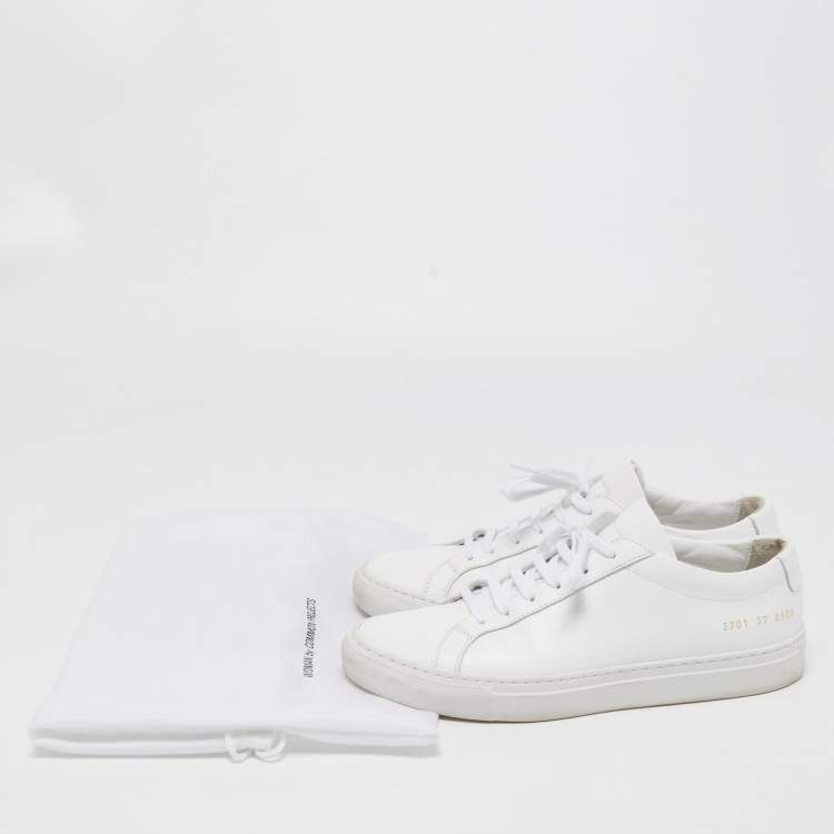 Pre Owned Common Projects White Leather Achilles Low Top Sneakers Size 37