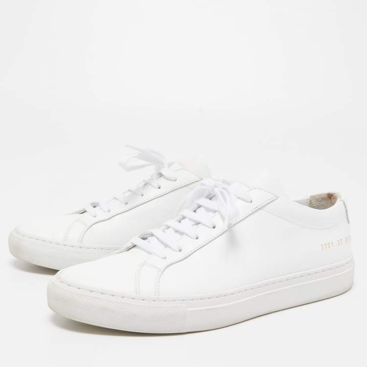 Pre Owned Common Projects White Leather Achilles Low Top Sneakers Size 37