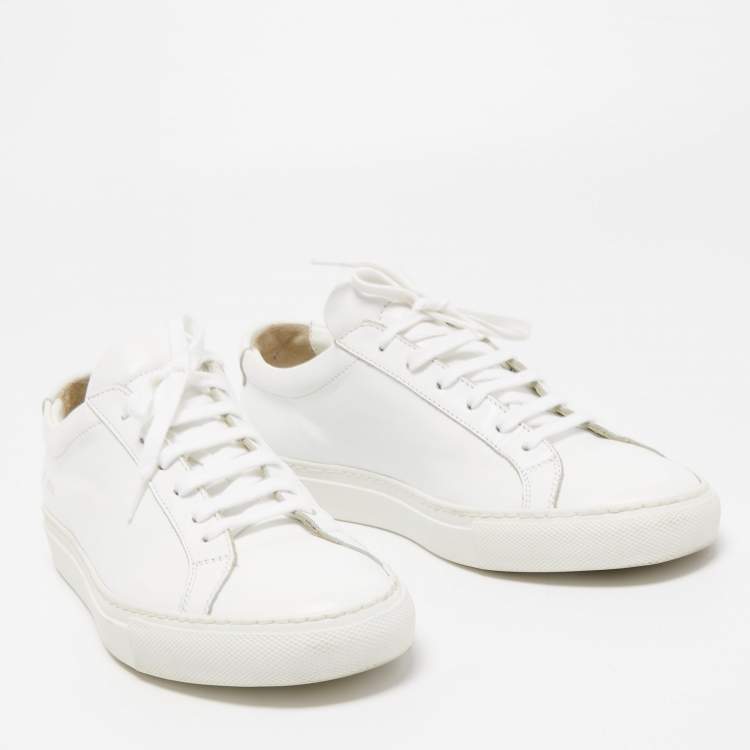 Pre Owned Common Projects White Leather Achilles Low Top Sneakers Size 37