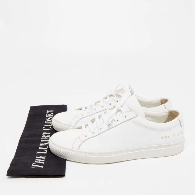 Pre Owned Common Projects White Leather Achilles Low Top Sneakers Size 37