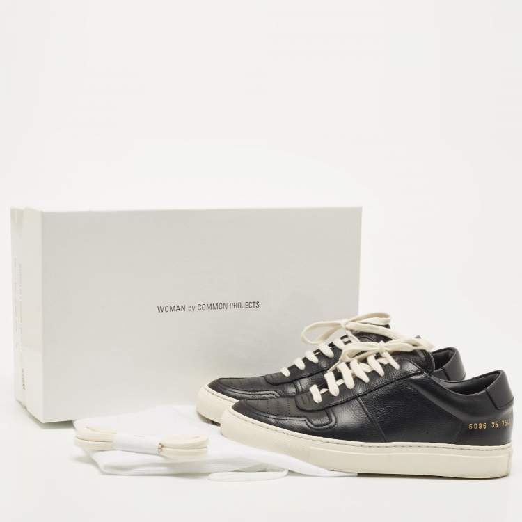 Pre Owned Common Projects Black Leather Bumby Low Top Sneakers Size 35