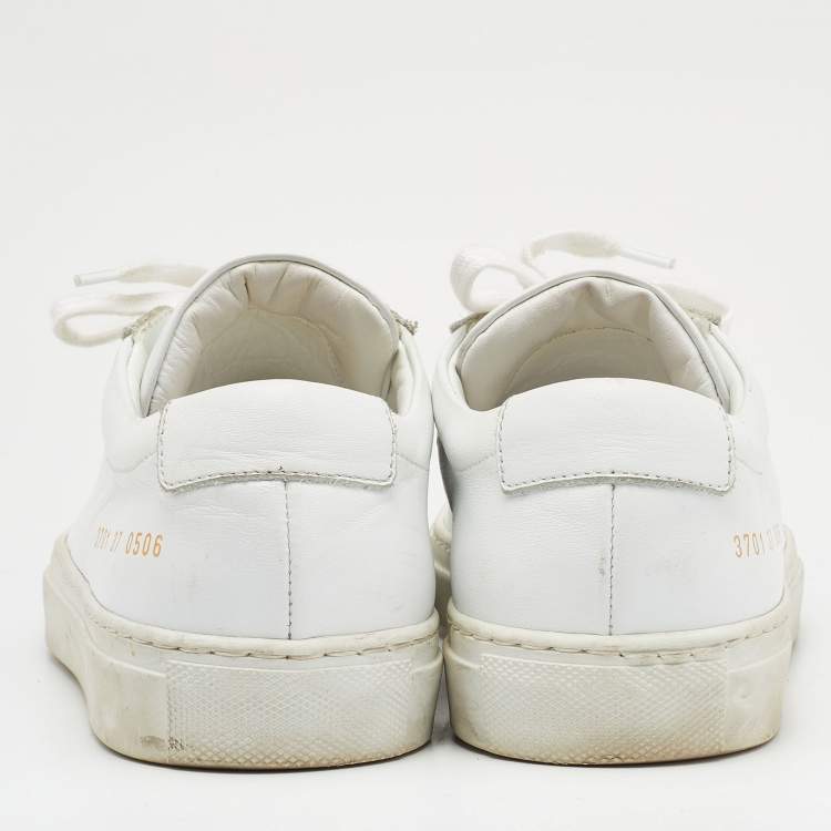 Pre Owned Common Projects White Leather Achilles Low Top Sneakers Size 37