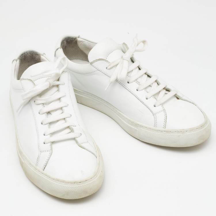 Pre Owned Common Projects White Leather Achilles Low Top Sneakers Size 37