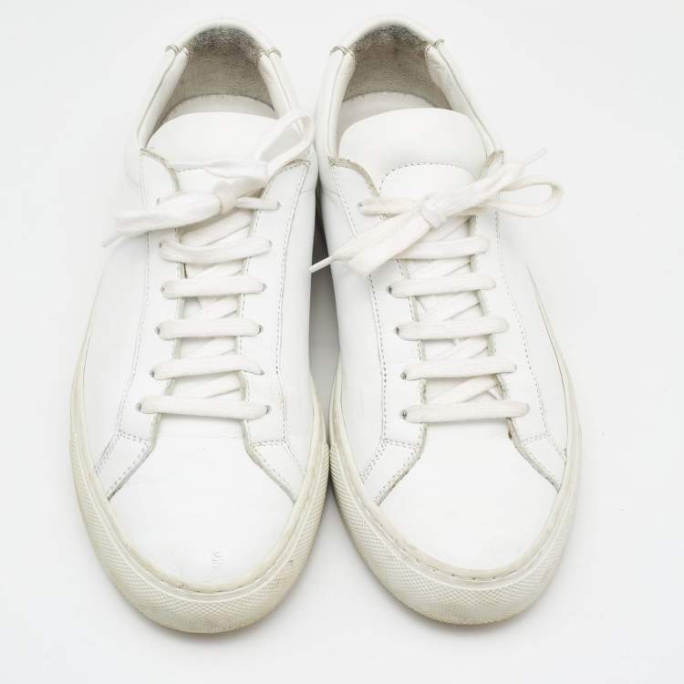Pre Owned Common Projects White Leather Achilles Low Top Sneakers Size 37
