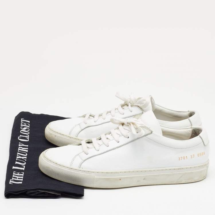 Pre Owned Common Projects White Leather Achilles Low Top Sneakers Size 37