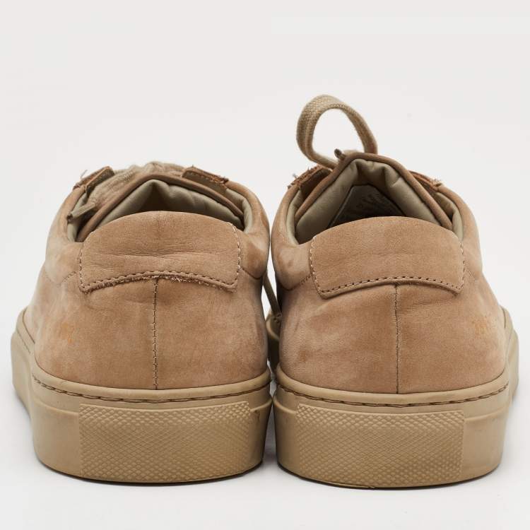 Pre Owned Common Projects Beige Suede Achilles Lace Up Sneakers Size 37