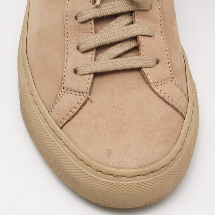 Pre Owned Common Projects Beige Suede Achilles Lace Up Sneakers Size 37