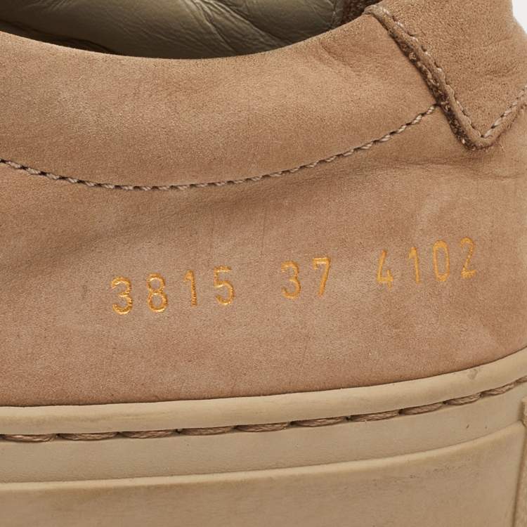 Pre Owned Common Projects Beige Suede Achilles Lace Up Sneakers Size 37