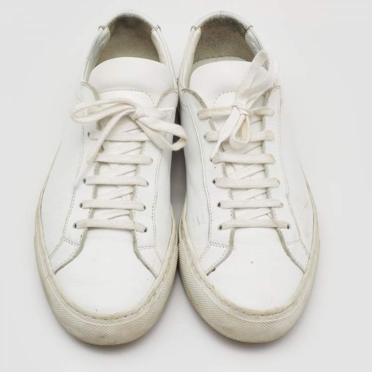 Pre Owned Common Projects White Leather Achilles Low Top Sneakers Size 37