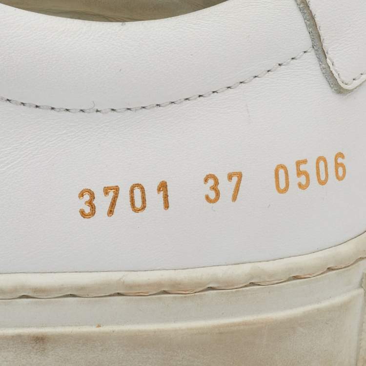 Pre Owned Common Projects White Leather Achilles Low Top Sneakers Size 37