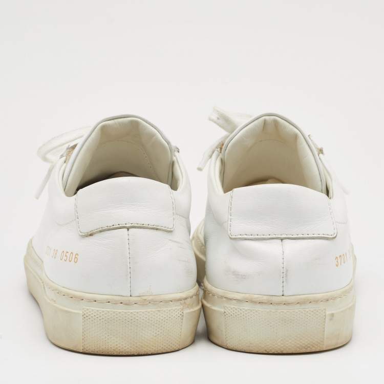 Pre Owned Common Projects White Leather Achilles Low Top Sneakers Size 38