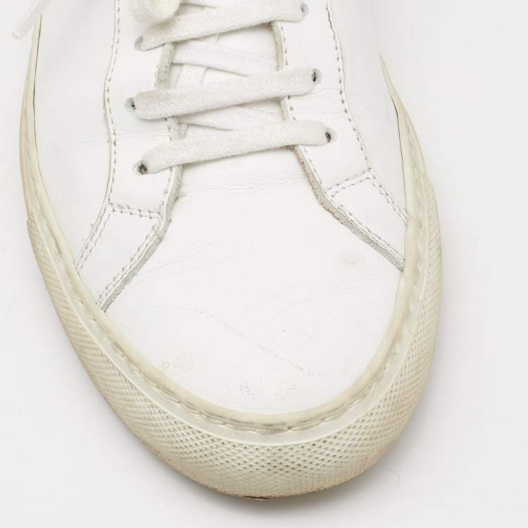 Pre Owned Common Projects White Leather Achilles Low Top Sneakers Size 38