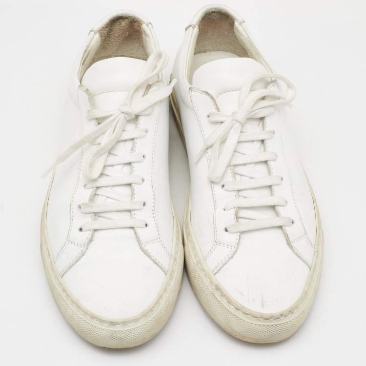 Pre Owned Common Projects White Leather Achilles Low Top Sneakers Size 38