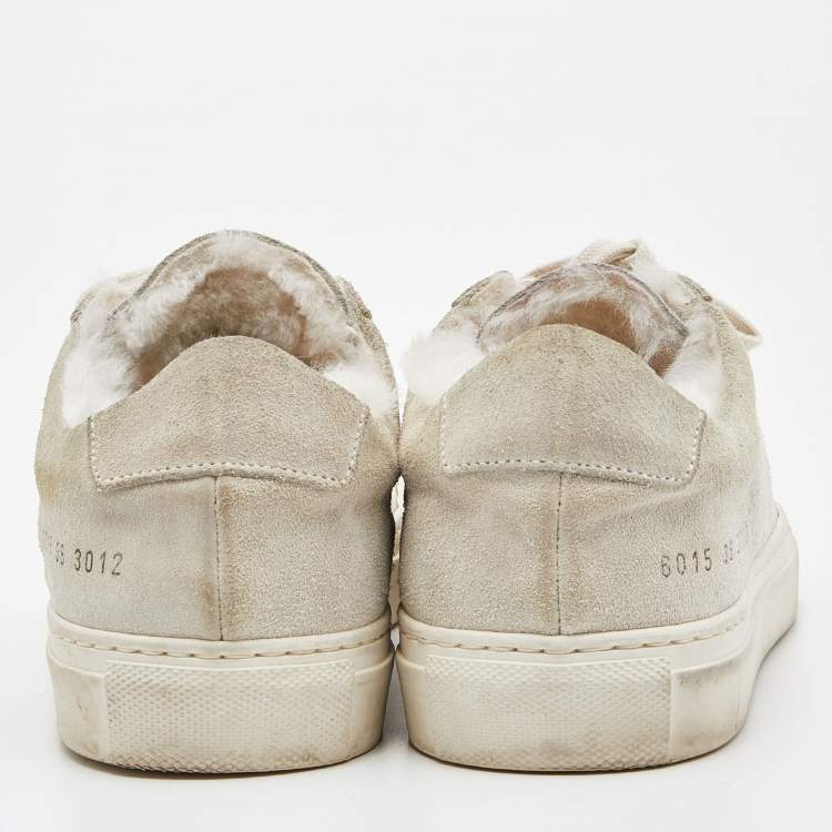 Pre Owned Common Projects Grey Suede Achilles Lace Up Sneakers Size 38