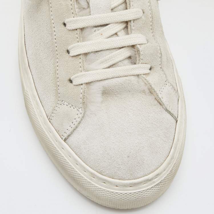 Pre Owned Common Projects Grey Suede Achilles Lace Up Sneakers Size 38