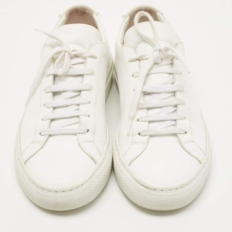Pre Owned Common Projects White Leather Achilles Sneakers Size 37