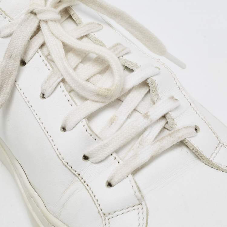 Pre Owned Common Projects White Leather Achilles Low Top Sneakers Size 37