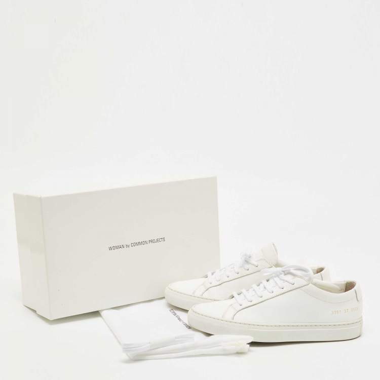 Pre Owned Common Projects White Leather Achilles Low Top Sneakers Size 37