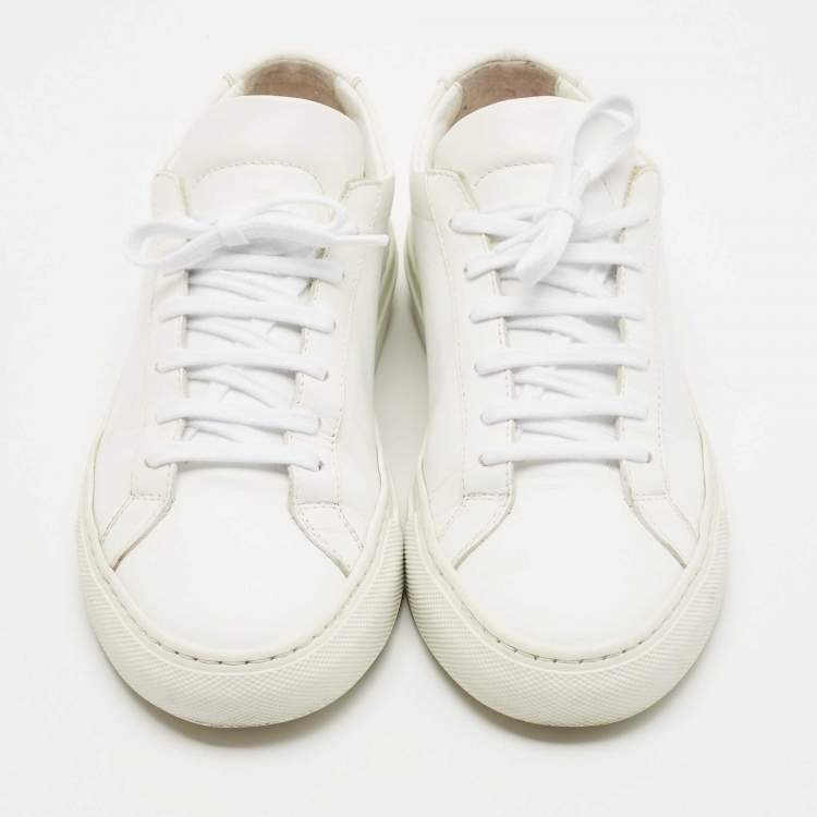 Pre Owned Common Projects White Leather Achilles Low Top Sneakers Size 37