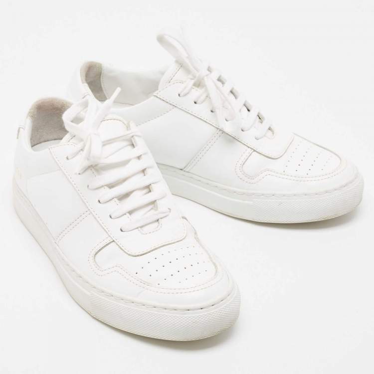 Pre Owned Common Projects White Leather BBall Sneakers Size 35