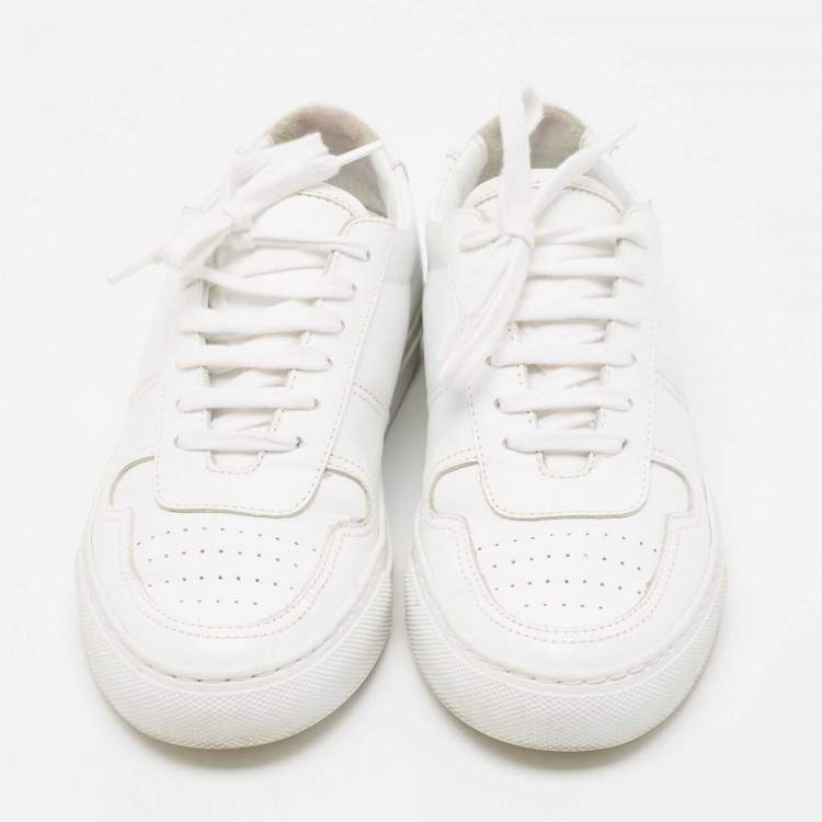Pre Owned Common Projects White Leather BBall Sneakers Size 35
