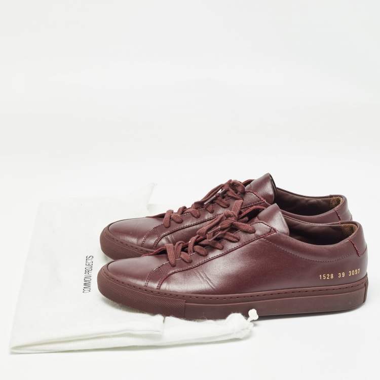 Pre Owned Common Projects Burgundy Leather Achilles Sneakers Size 39