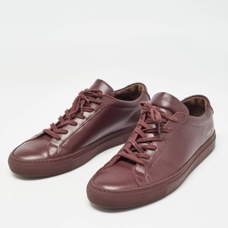 Pre Owned Common Projects Burgundy Leather Achilles Sneakers Size 39