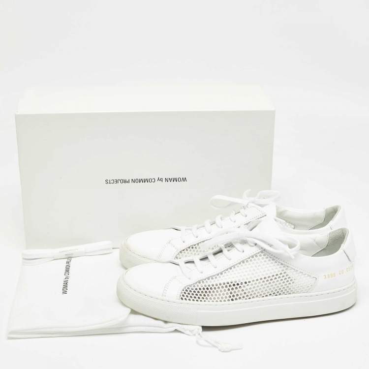 Pre Owned Common Projects White Leather and Mesh Achilles Sneakers Size 40