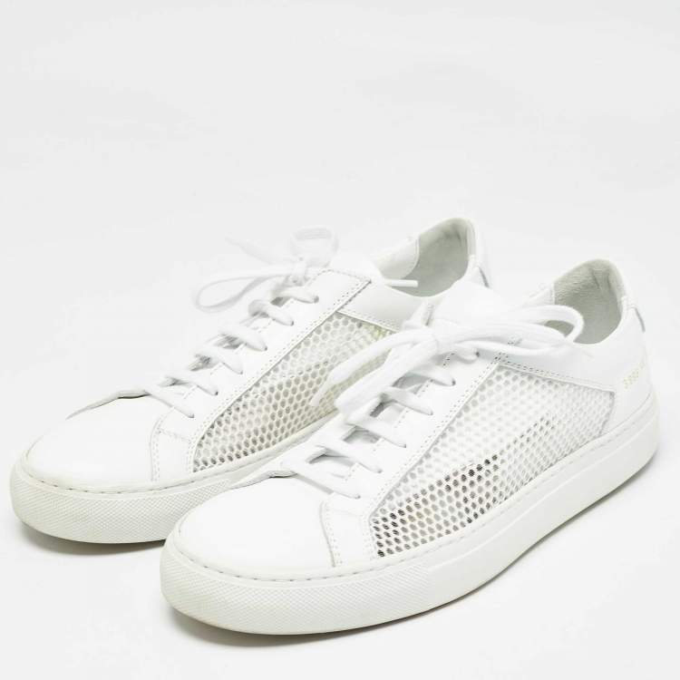 Pre Owned Common Projects White Leather and Mesh Achilles Sneakers Size 40