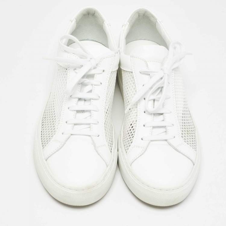 Pre Owned Common Projects White Leather and Mesh Achilles Sneakers Size 40