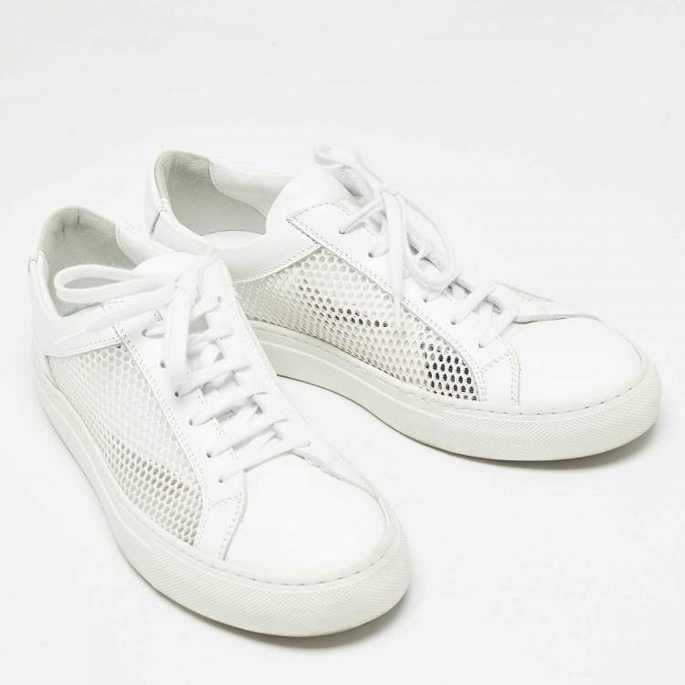 Pre Owned Common Projects White Leather and Mesh Achilles Sneakers Size 40