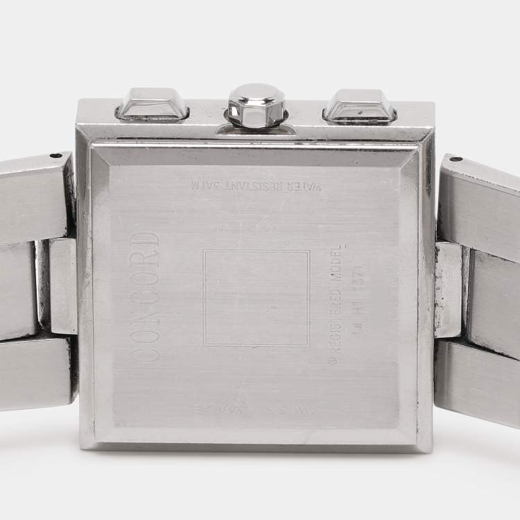 Pre Owned Concord Silver Guilloche Stainless Steel La Scala 14.H1.1371 Women's Wristwatch 30 mm