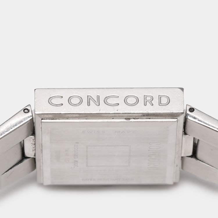 Pre Owned Concord Silver Guilloche Stainless Steel La Scala 14.H1.1371 Women's Wristwatch 30 mm