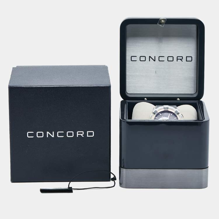 Pre Owned Concord Black 18k Rose Gold PVD Coated Stainless Steel Rubber C1 World Timer 01.6.78.1016 Men's Wristwatch 48 mm 
