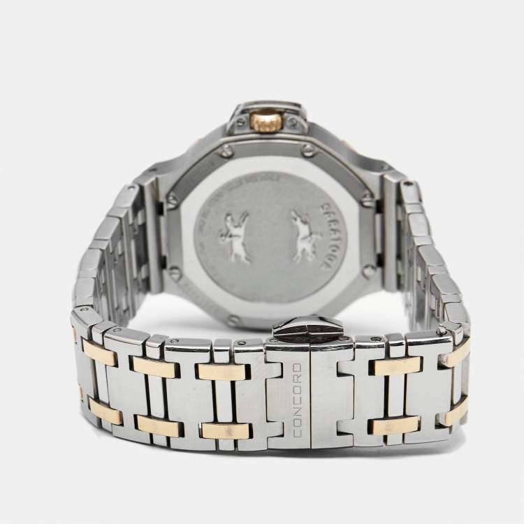 Pre Owned Concord Mother of Pearl Aftermarket Diamonds 18k Rose Gold Stainless Steel Saratoga 02.3.15.1165 Women's Wristwatch 31 mm 