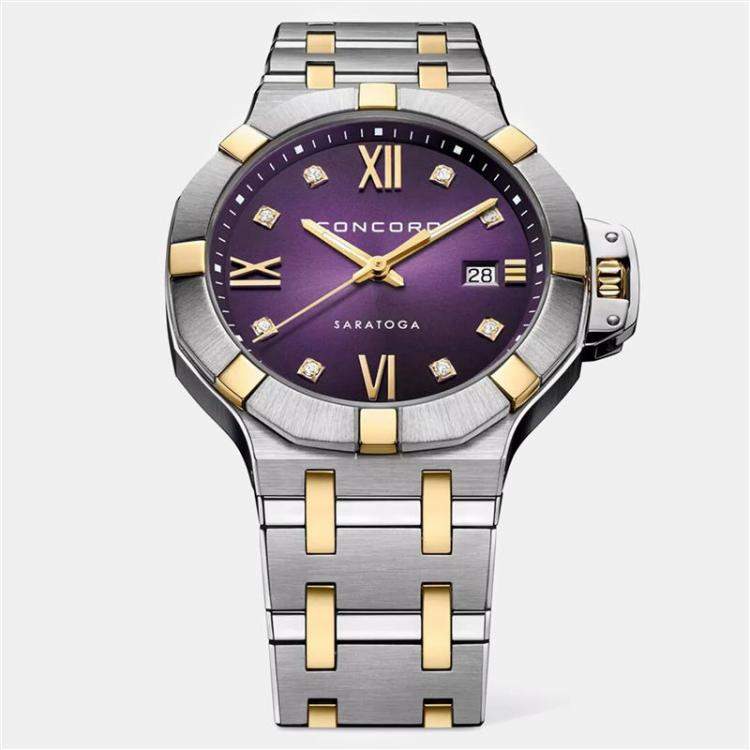 Pre Owned Concord Purple Stainless Steel Saratoga 0320584 Quartz Women's Wristwatch 31 mm
