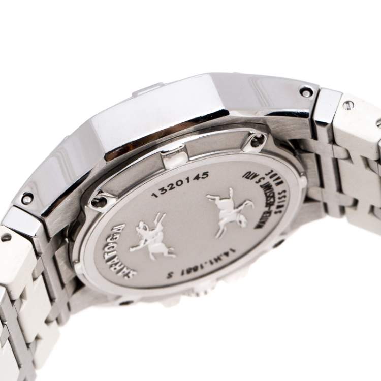 Pre Owned Concord White Mother of Pearl Stainless Steel Diamonds Saratoga 14.H1.1881S Women's Wristwatch 33 mm