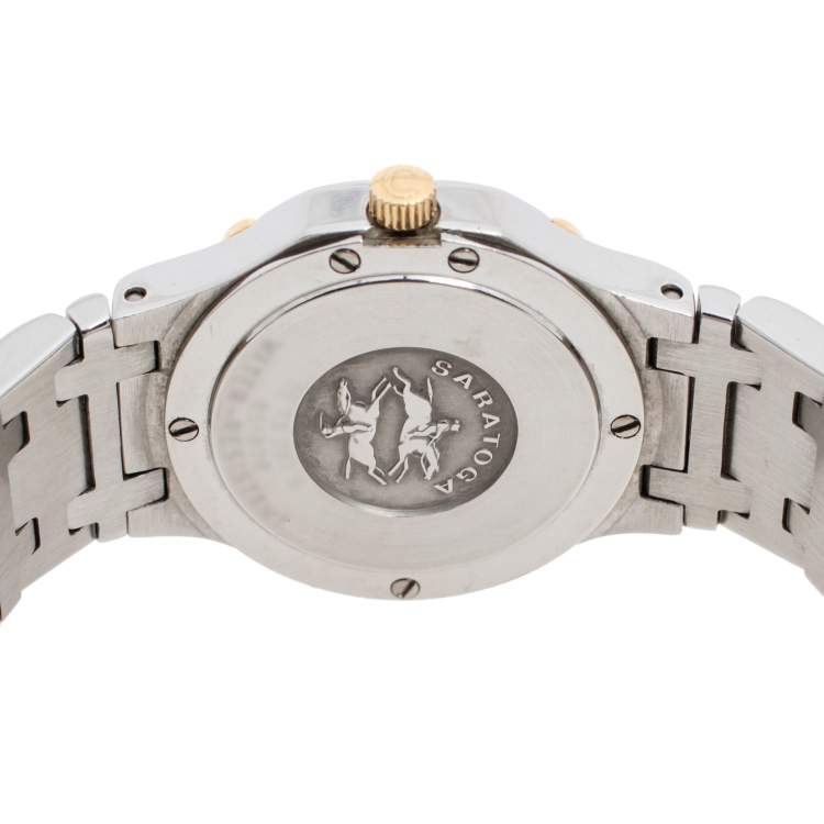 Pre Owned Concord White Two-Tone Stainless Steel Saratoga 115.73.287.G Women's Wristwatch 23 mm