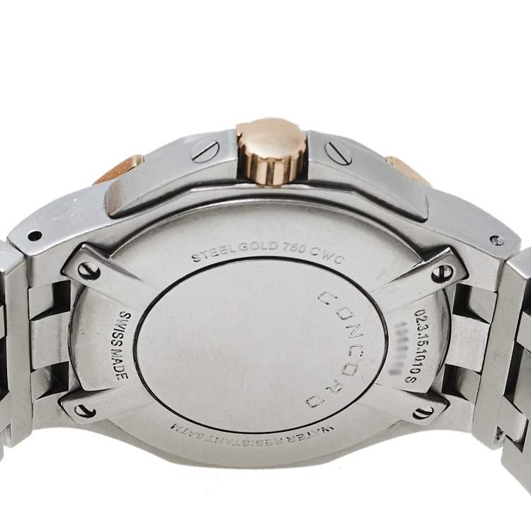Pre Owned Concord Silver 18K Rose Gold & Stainless Steel Diamond Saratoga 02.3.15.1010 S Women's Wristwatch 35.50 mm