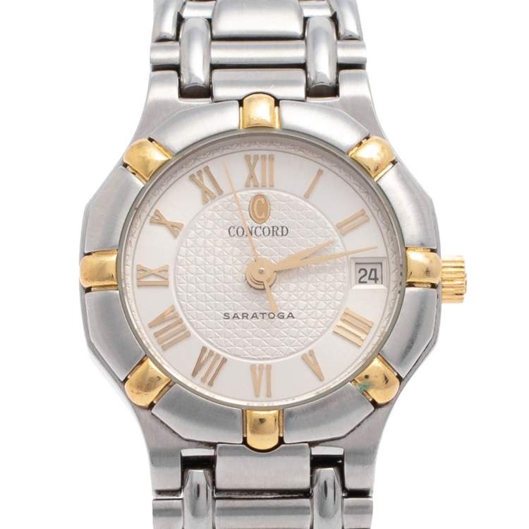 Pre Owned Concord Silver Two-Tone Stainless Steel Saratoga 1573287G Women's Wristwatch 23 mm