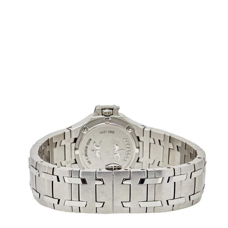 Pre Owned Concord Mother of Pearl Stainless Steel Diamonds Saratoga 14.E1.1855 Women's Wristwatch 28 mm