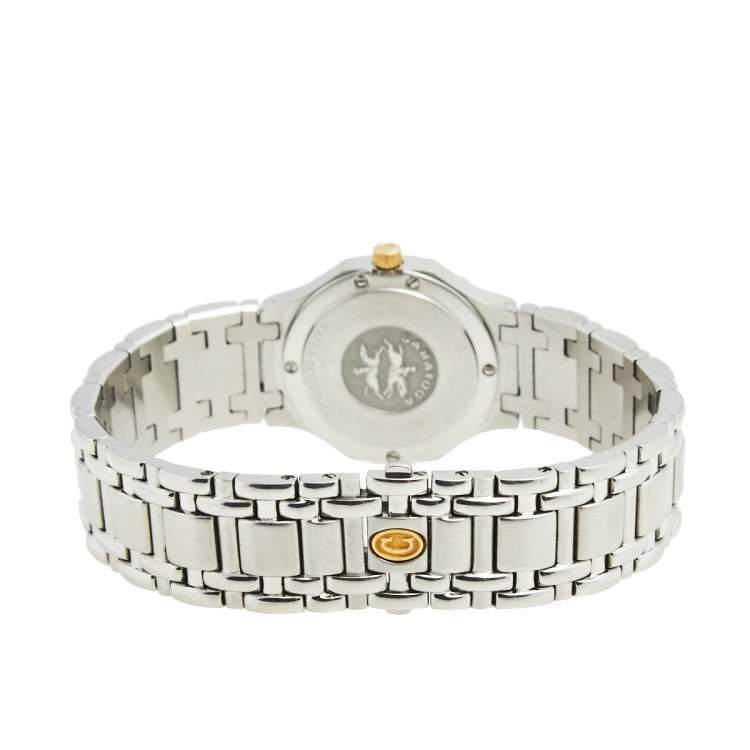 مملوكة مسبقًا Concord Champagne 18K Yellow Gold Stainless Steel Diamond Saratoga 15.73.287/1 Women's Wristwatch 23 mm